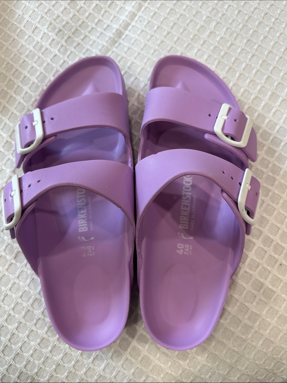 Birkenstocks Arizona Eva Lavender Essentials Slide Sandals Size 40 - Picture 2 of 4